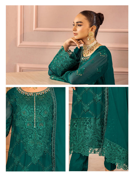 RONAK-E MEHAL BY ZA CLOTHS SEMI STITCHED CHIFFON D-02