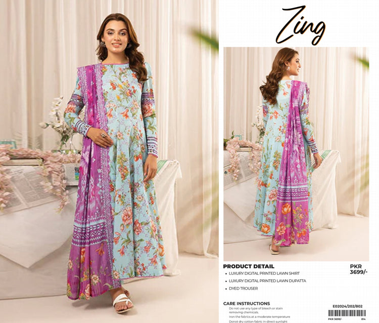ZING PRINTED LAWN | D-02