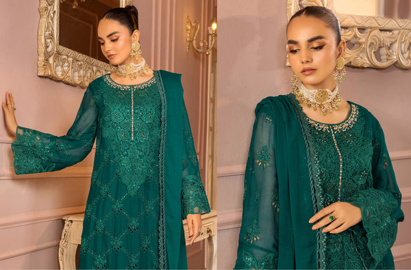 RONAK-E MEHAL BY ZA CLOTHS SEMI STITCHED CHIFFON D-02