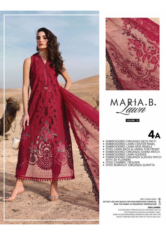 MARIA B LUXURY UNSTITCHED LUXURY  LAWN (4-A)