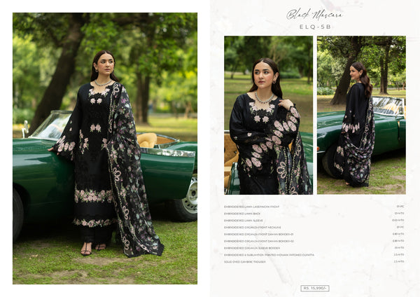 Elaf Luxury Lawn 2026 ELQ-5B BLACK MASCARA