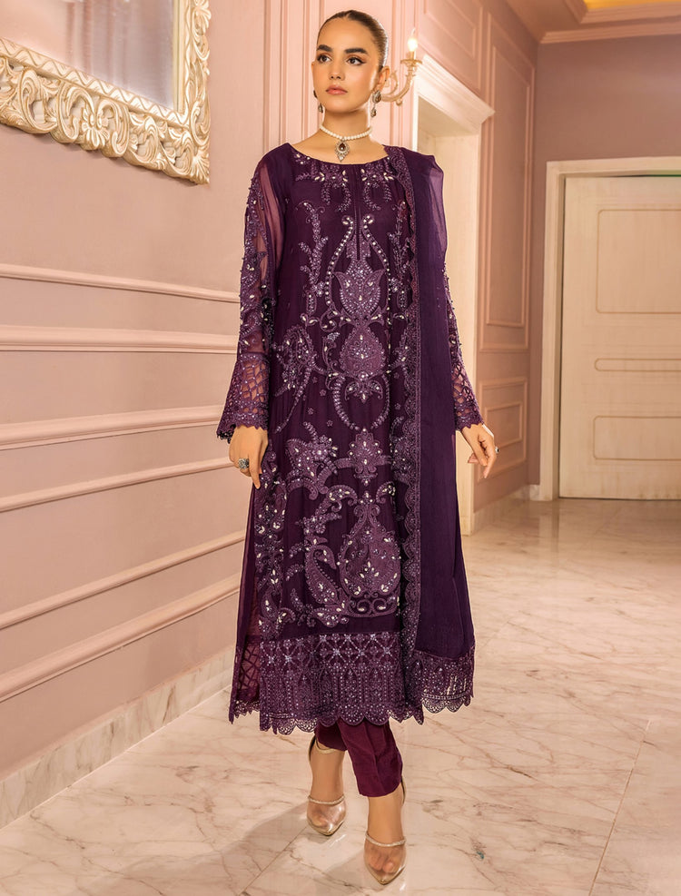 RONAK-E MEHAL BY ZA CLOTHS SEMI STITCHED CHIFFON D-03