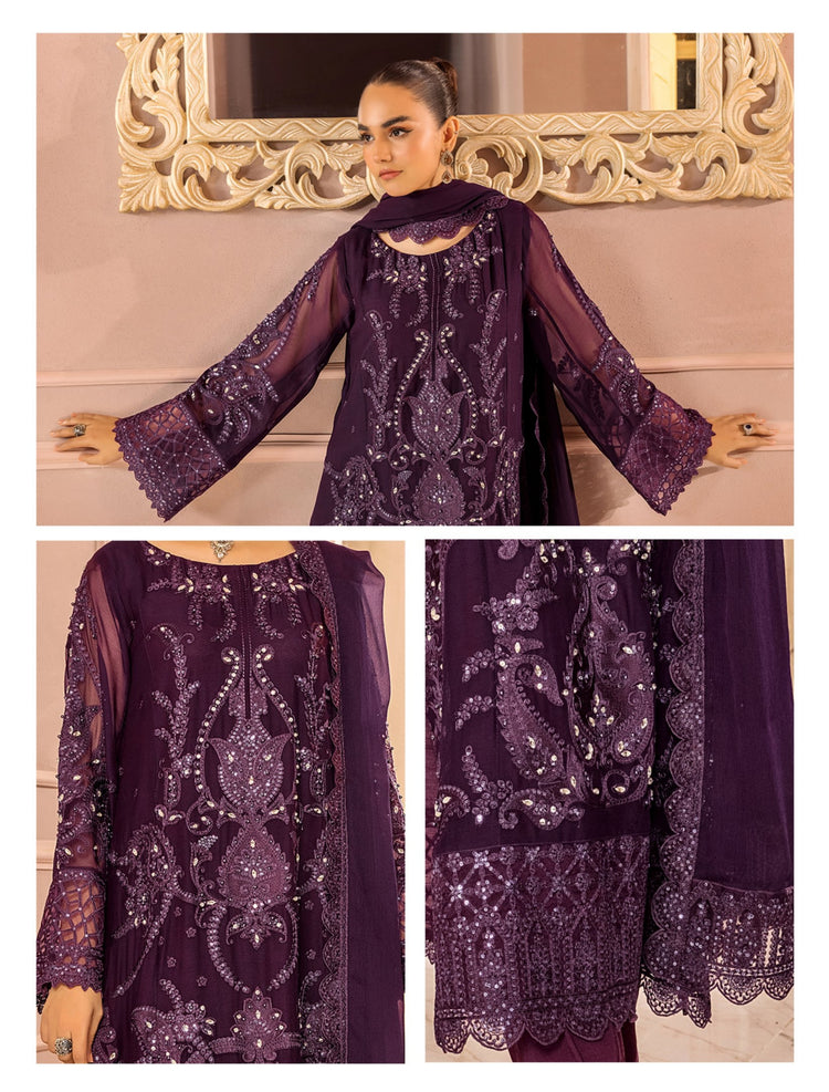 RONAK-E MEHAL BY ZA CLOTHS SEMI STITCHED CHIFFON D-03