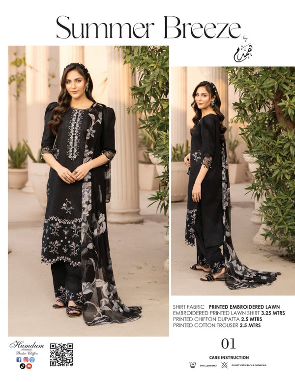 SUMMER BREEZE HUMDUM UNSTITCHED LAWN 2026 D-01