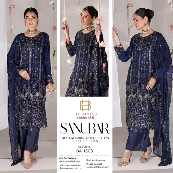 Sanubar Bin Hameed Semi Stitched Chiffon DA-1803
