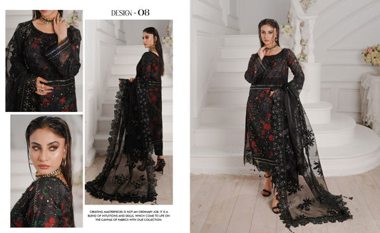 GLAMOURA BY NOOR'S SEMI-STITCHED 3PC | D-08