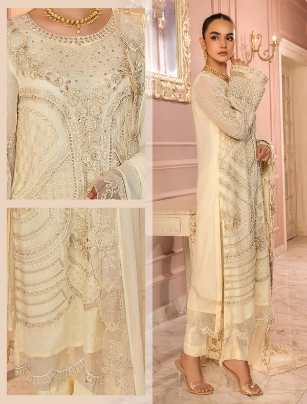 RONAK-E MEHAL BY ZA CLOTHS SEMI STITCHED CHIFFON D-05