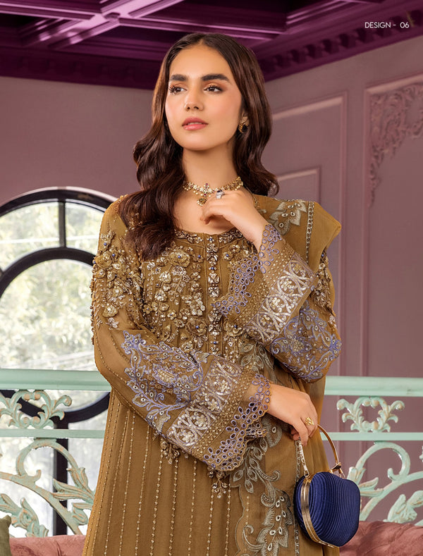 RONAK-E MEHAL BY ZA CLOTHS SEMI STITCHED CHIFFON D-06