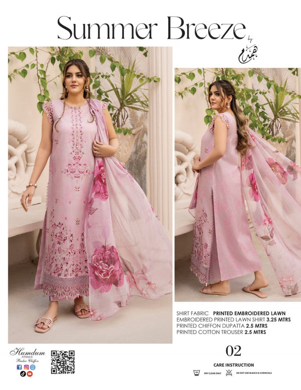 SUMMER BREEZE HUMDUM UNSTITCHED LAWN 2026 D-02