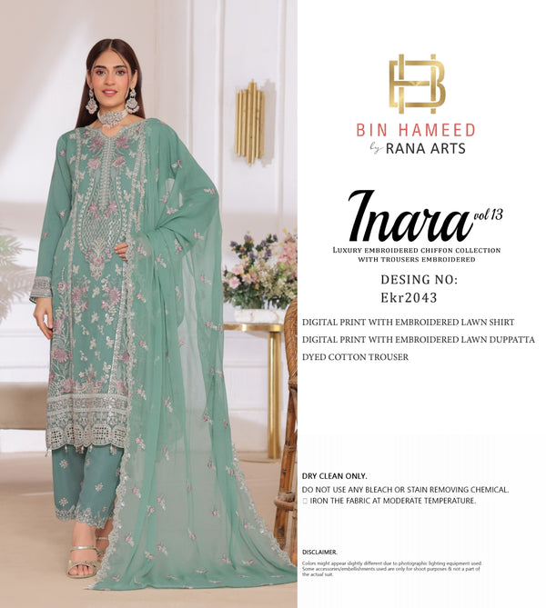 Inara By Bin hameed Vol-13 Semi-Stitched 3PC | EKR-2043
