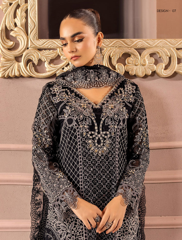 RONAK-E MEHAL BY ZA CLOTHS SEMI STITCHED CHIFFON D-07