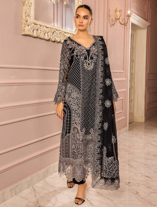 RONAK-E MEHAL BY ZA CLOTHS SEMI STITCHED CHIFFON D-07