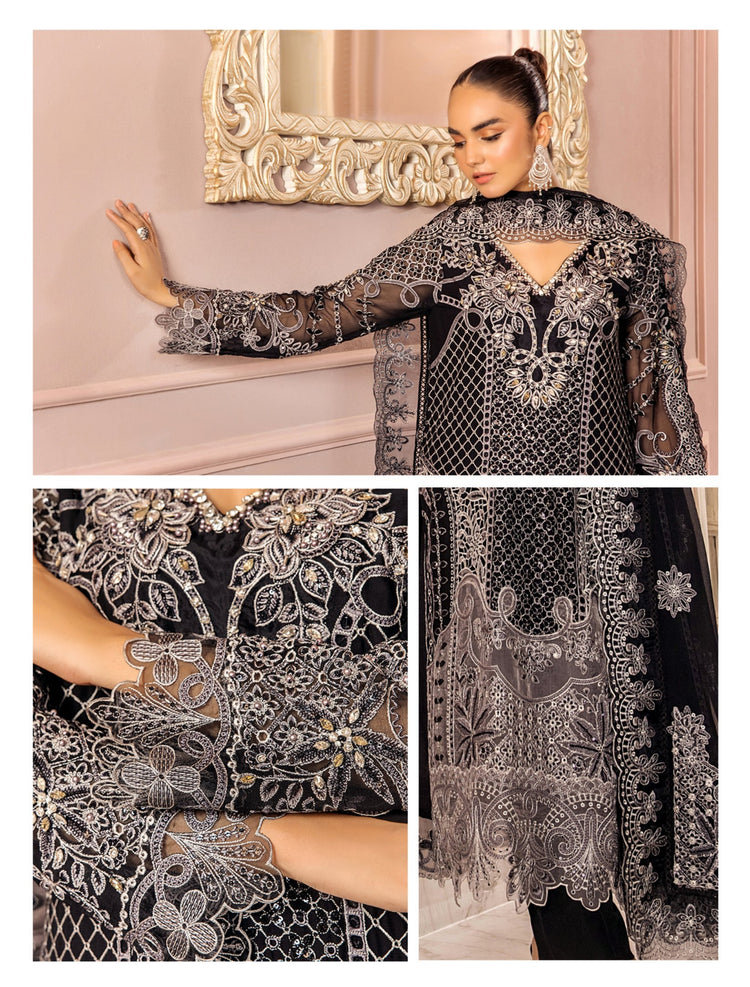 RONAK-E MEHAL BY ZA CLOTHS SEMI STITCHED CHIFFON D-07