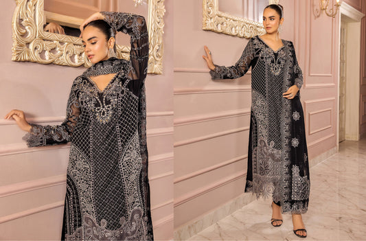 RONAK-E MEHAL BY ZA CLOTHS SEMI STITCHED CHIFFON D-07