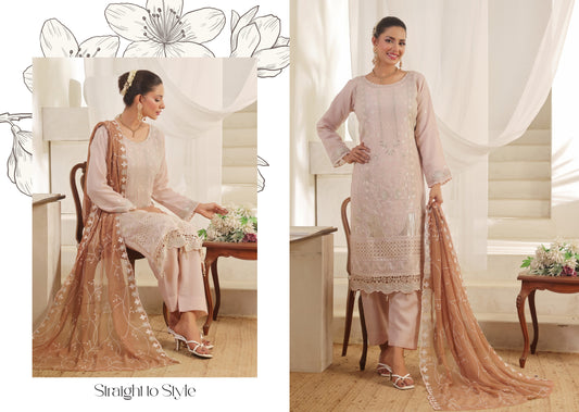 NAINA BY BIN HAMEED LUXURY CHIFFON SEMI-STITCHED | D-06