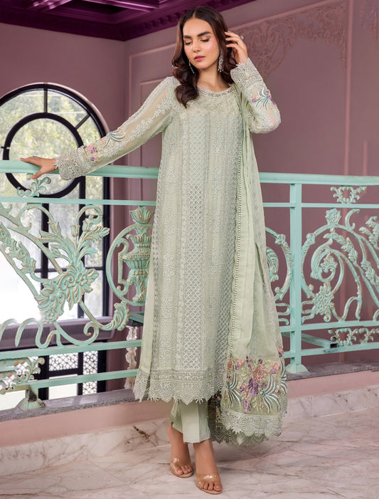 RONAK-E MEHAL BY ZA CLOTHS SEMI STITCHED CHIFFON D-08