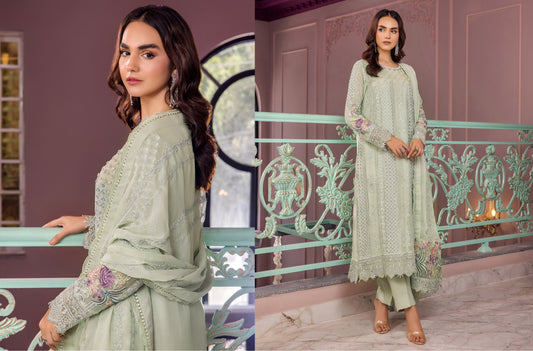 RONAK-E MEHAL BY ZA CLOTHS SEMI STITCHED CHIFFON D-08