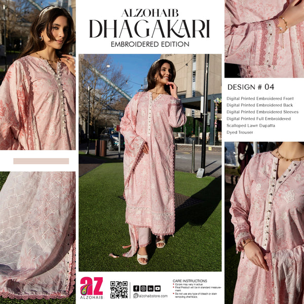 DHAGAKARI BY AL ZOHAIB UNSTITCHED LAWN 2026 D-04