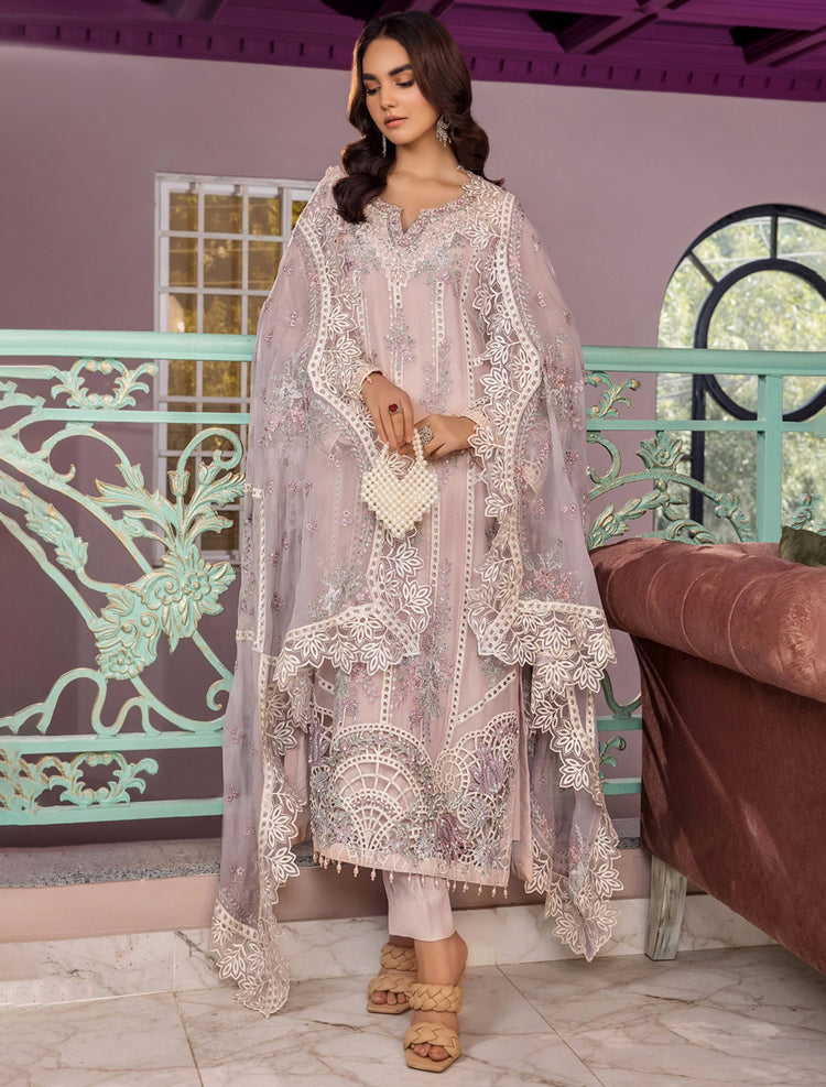 RONAK-E MEHAL BY ZA CLOTHS SEMI STITCHED CHIFFON D-01