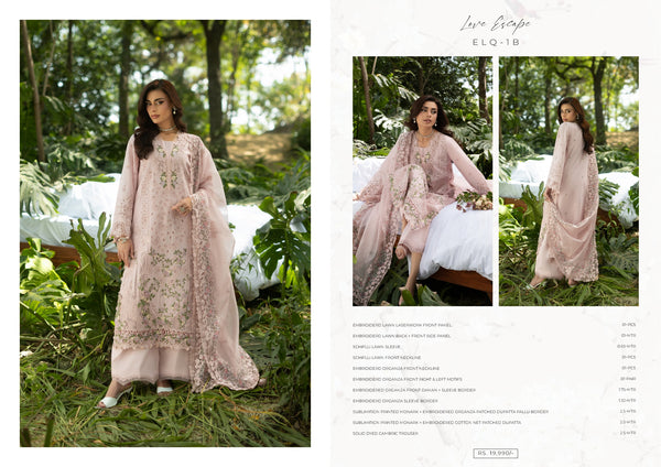 Elaf Luxury Lawn 2026 ELQ-1B LOVE ESCAPE
