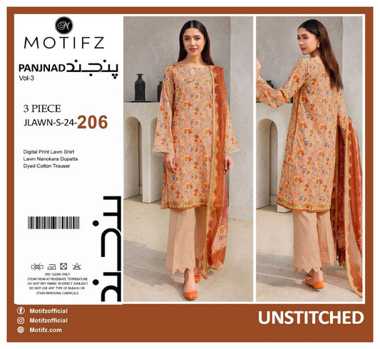 MOTIFZ BY PANJANAD LAWN 3PC | D-206