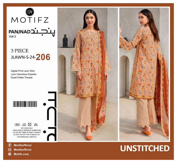 MOTIFZ BY PANJANAD LAWN 3PC | D-206