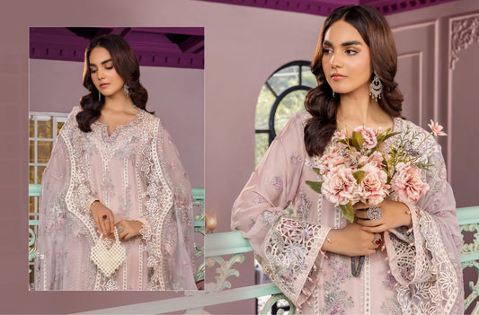 RONAK-E MEHAL BY ZA CLOTHS SEMI STITCHED CHIFFON D-01