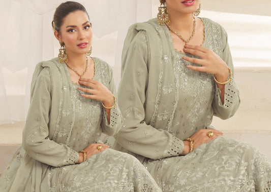NAINA BY BIN HAMEED LUXURY CHIFFON SEMI-STITCHED | D-08