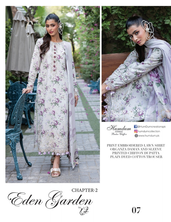 EDEN GARDEN BY HUMDUM UN-STITCHED 3PC | D-07
