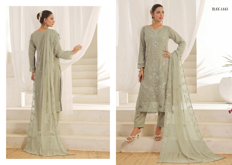 NAINA BY BIN HAMEED LUXURY CHIFFON SEMI-STITCHED | D-08
