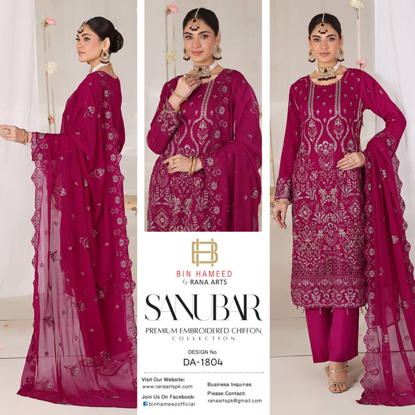 Sanubar Bin Hameed Semi Stitched Chiffon DA-1804