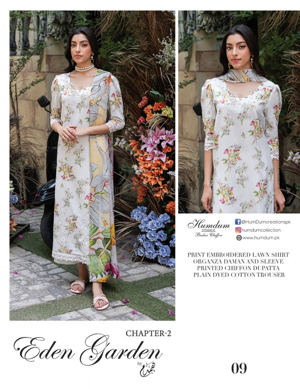 EDEN GARDEN BY HUMDUM UN-STITCHED 3PC | D-09
