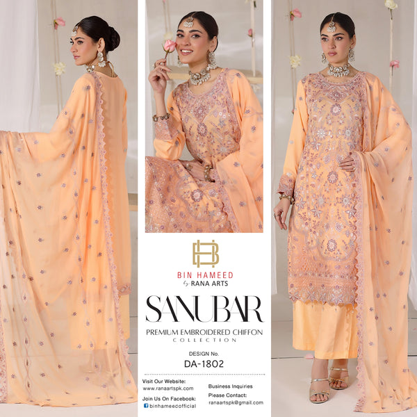 Sanubar Bin Hameed Semi Stitched Chiffon DA-1802