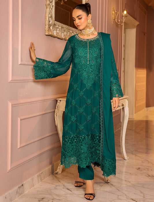 RONAK-E MEHAL BY ZA CLOTHS SEMI STITCHED CHIFFON D-02