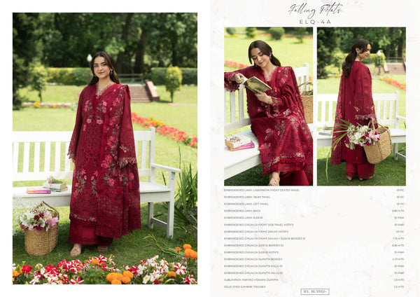 Elaf Luxury Lawn 2026 ELQ-4A FALLING PETALS