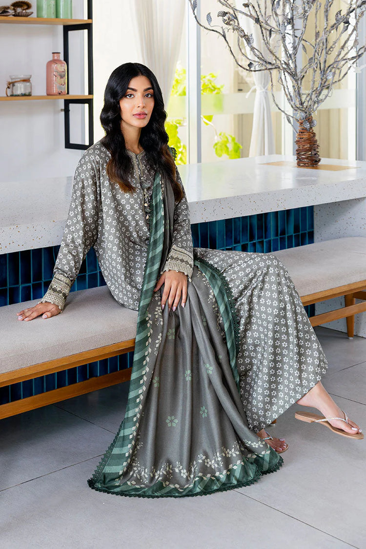 CROSS STITCH/FOREST MIST-3PC SATIN PRINTED SUIT