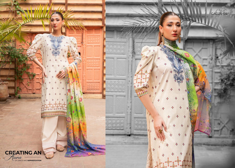 Adaa By Gulljee Printed Embroidered Lawn Collection (GAD2401-A4)