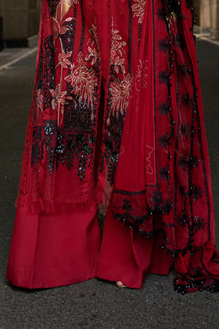 MARIA B SOIREE UNSTITCHED EMBROIDERED| D06 RED