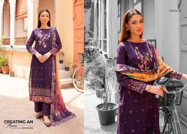 Adaa By Gulljee Printed Embroidered Lawn Collection (GAD2401-A1)