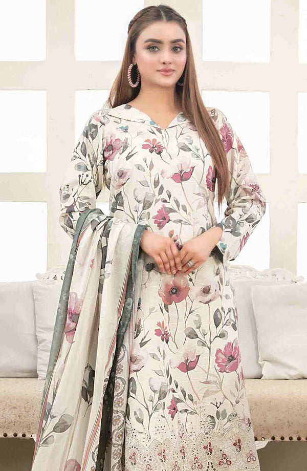 Areeba by Tawakkal Fabric Embroidered Lawn Unstitched 3 Piece Suit - D-1681