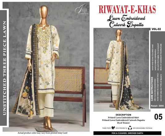 RIWAYAT -E-KHAS BY JUSTJU UN-STITCHED LAWN-DESING VL2-05