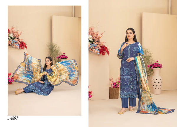 ZENARA BY TAWAKKAL SEMI-STITCHED 3PC | D-1897