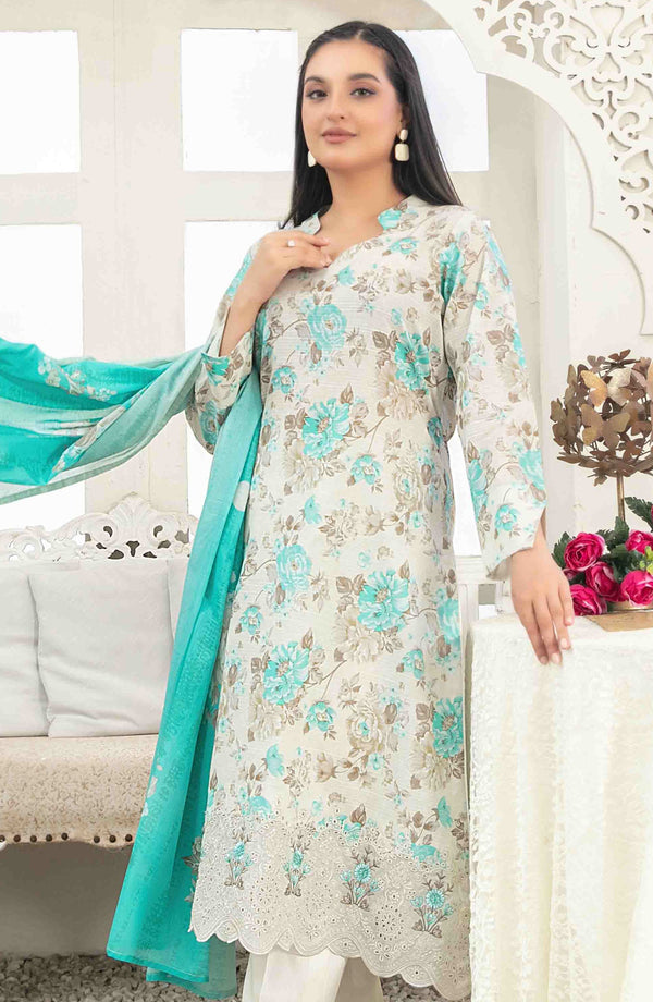 Areeba by Tawakkal Fabric Embroidered Lawn Unstitched 3 Piece Suit - D-1683