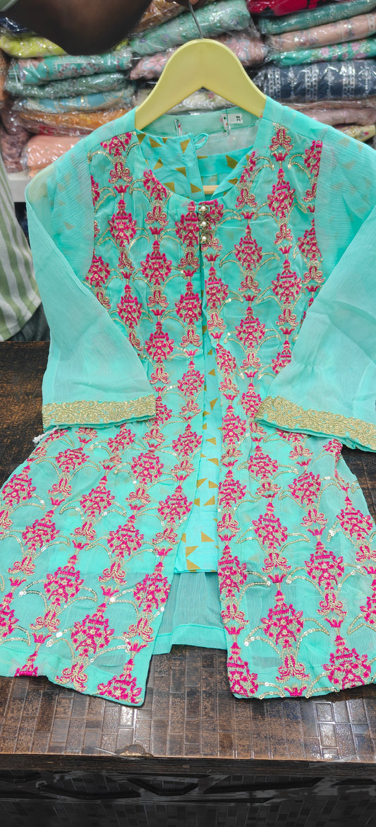 ZOYA AHMED KIDS CHIFFON KURTI D-03