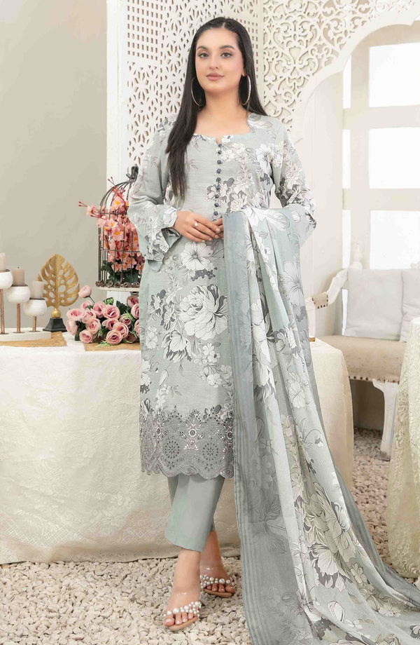 Areeba by Tawakkal Fabric Embroidered Lawn Unstitched 3 Piece Suit - D-1688