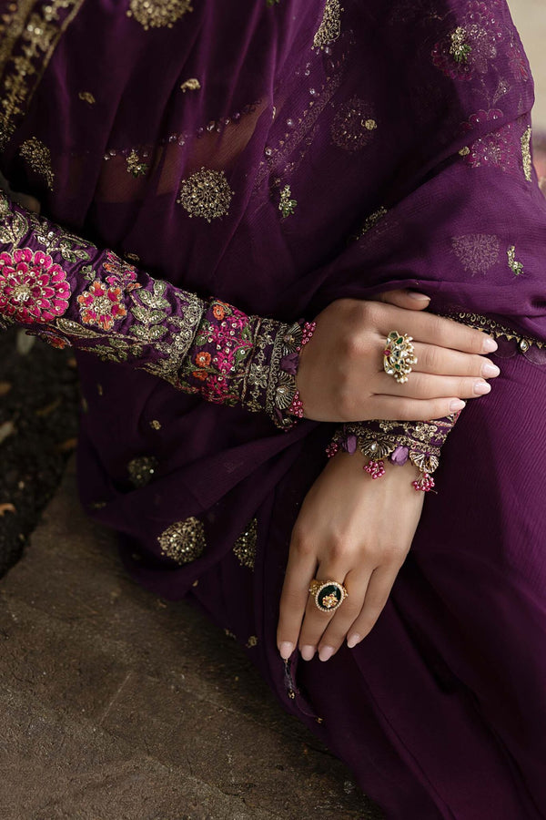 MARIA B SOIREE UNSTITCHED EMBROIDERED| D01 PURPLE