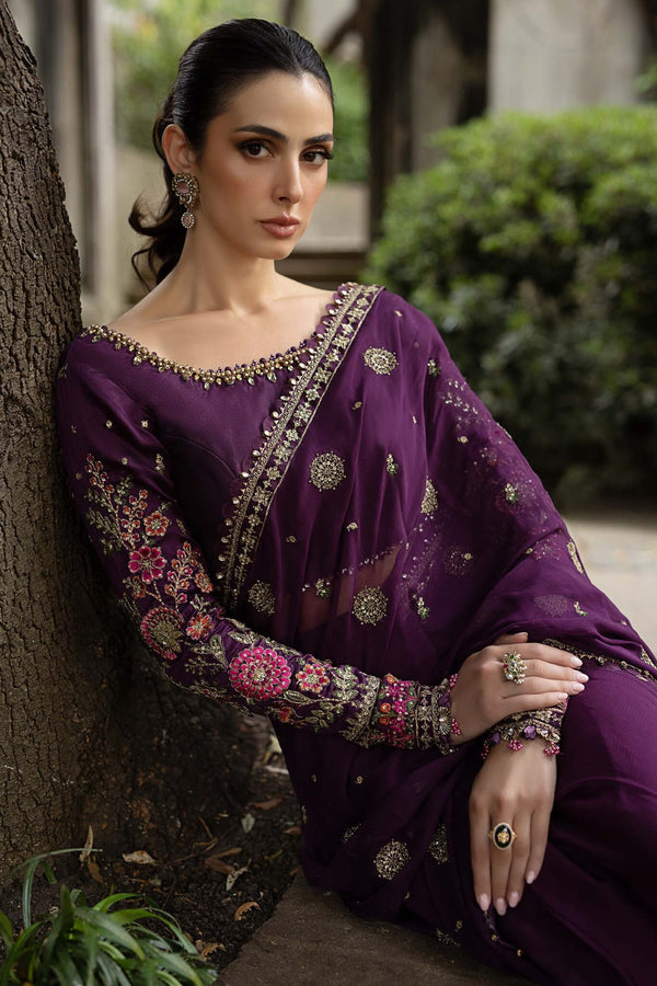 MARIA B SOIREE UNSTITCHED EMBROIDERED| D01 PURPLE