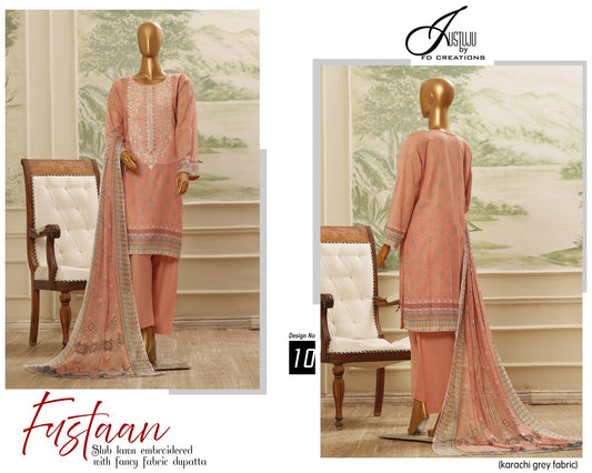 FUSTAAN BY JUSTJU UN-STITCHED LAWN-DESING NO-10