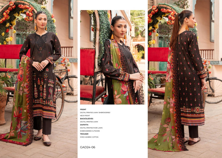 Adaa By Gulljee Printed Embroidered Lawn Collection (GAD2401-A6)