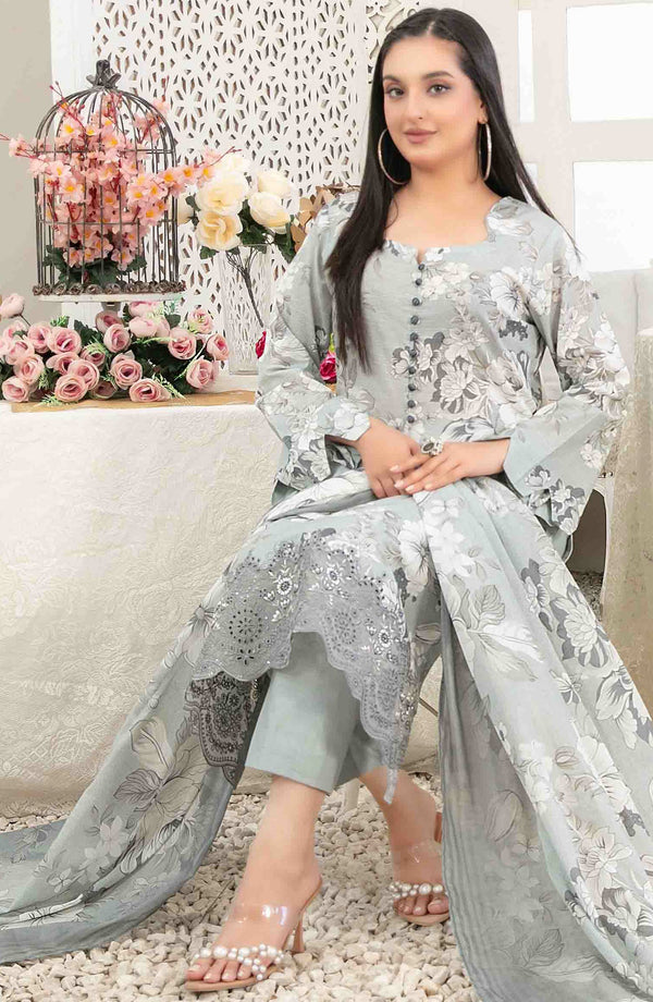 Areeba by Tawakkal Fabric Embroidered Lawn Unstitched 3 Piece Suit - D-1688